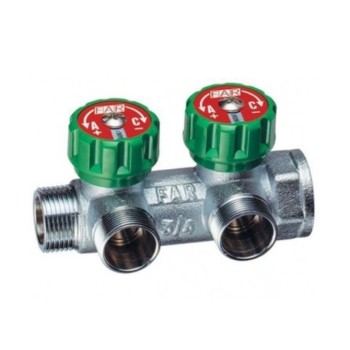 Συλλέκτης ορειχάλκινος με ενσωματωμένους διακόπτες 1" 2 οπών Far