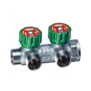 Συλλέκτης ορειχάλκινος με ενσωματωμένους διακόπτες 3/4" 2 οπών Far