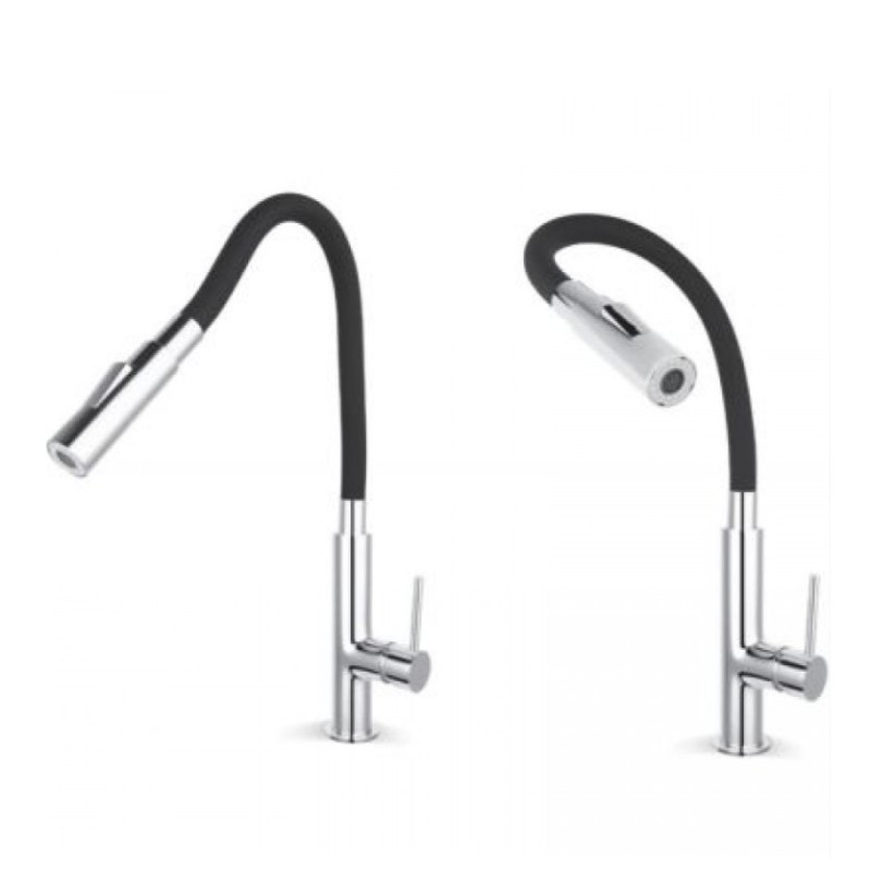 Μπαταρία κουζίνας αναμεικτική με εύκαμπτο ρουξούνι σιλικόνης και βουρτσάκι 01-9230 Slim Ferro