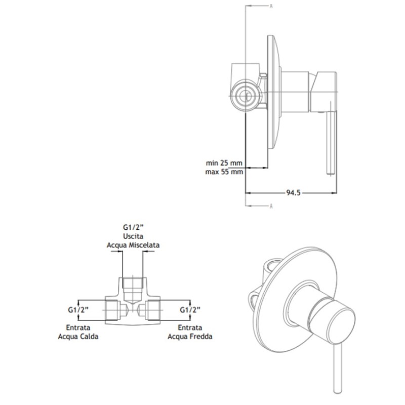 Μίκτης εντοιχισμού 1 εξόδου 145055 Tonda Eurorama