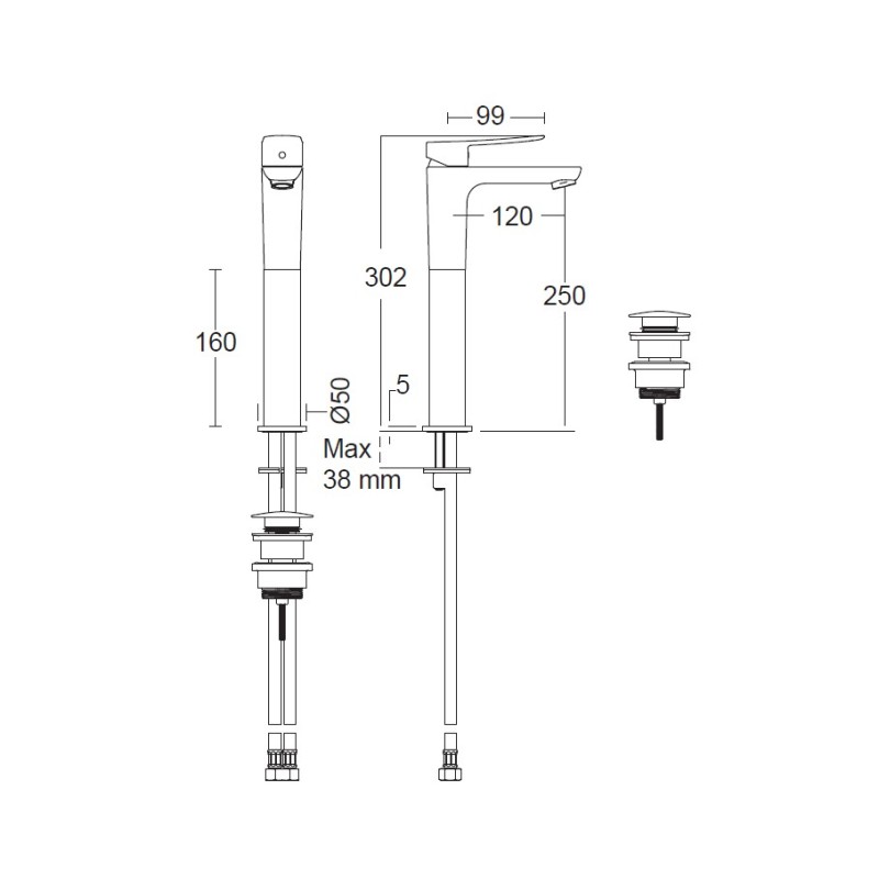 Μπαταρία νιπτήρος υψηλή 174309P-100 Res Eurorama