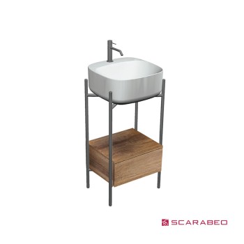 Έπιπλο μπάνιου (σετ) βάση και νιπτήρας (με οπή) 270205-NROP89+5504-300 Laila T45 | Lo-Βox Scara..