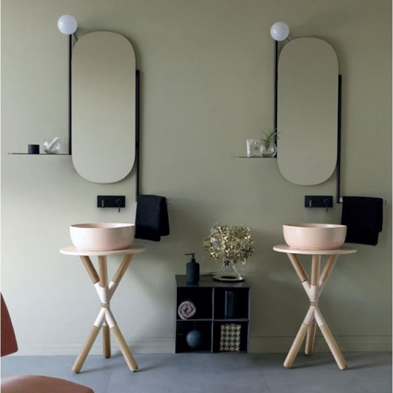 Καθρέπτης μπάνιου 40x90cm με πετσετοκρεμάστρα, εταζέρα και φωτιστικό 2704-NROP Scarabeo