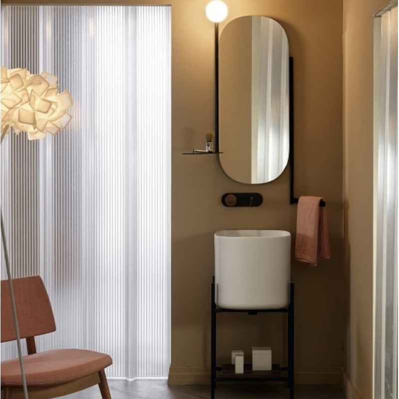 Καθρέπτης μπάνιου 40x90cm με πετσετοκρεμάστρα, εταζέρα και φωτιστικό 2704-NROP Scarabeo