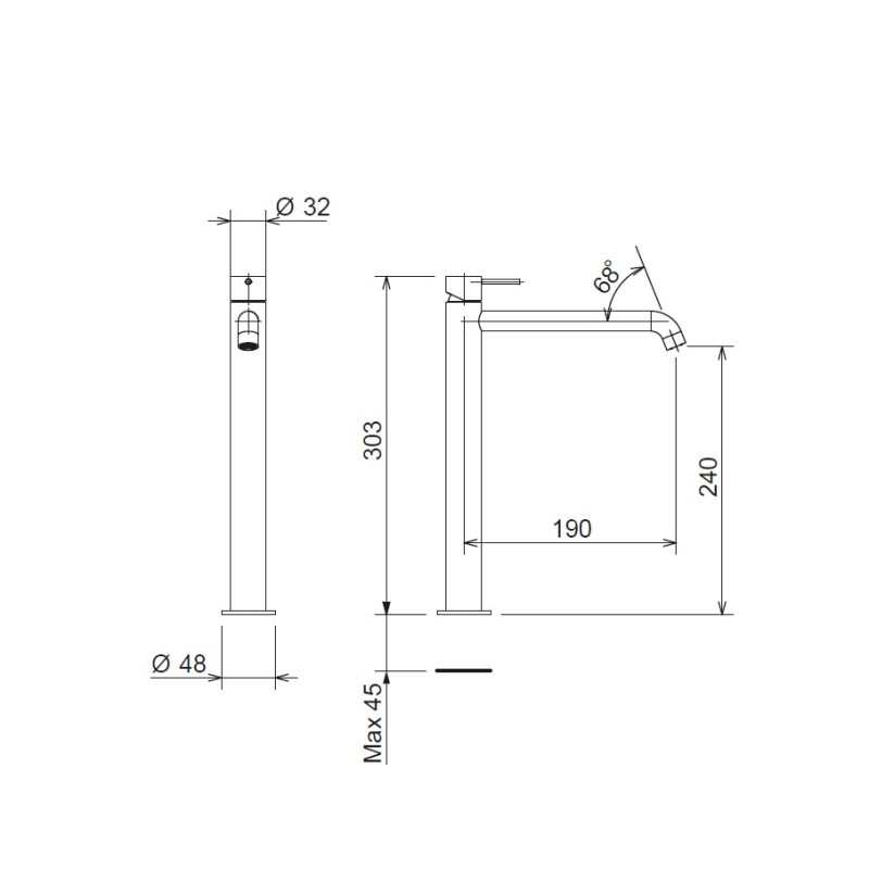 Μπαταρία νιπτήρος υψηλή 34016-100 Elle La Torre