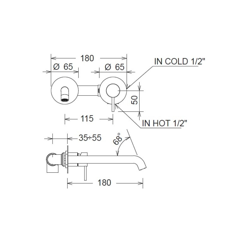 Μπαταρία νιπτήρος εντοιχισμού 2 οπών 34032-100 Elle La Torre
