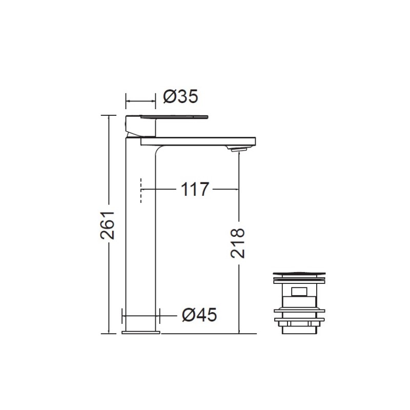 Μπαταρία νιπτήρος υψηλή 3513-100 Mist Cora