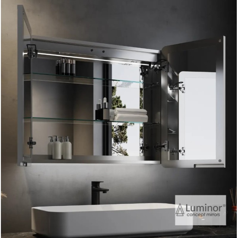 Καθρέπτης μπάνιου Led με ντουλάπι 80x70cm 4020 Kubi Luminor