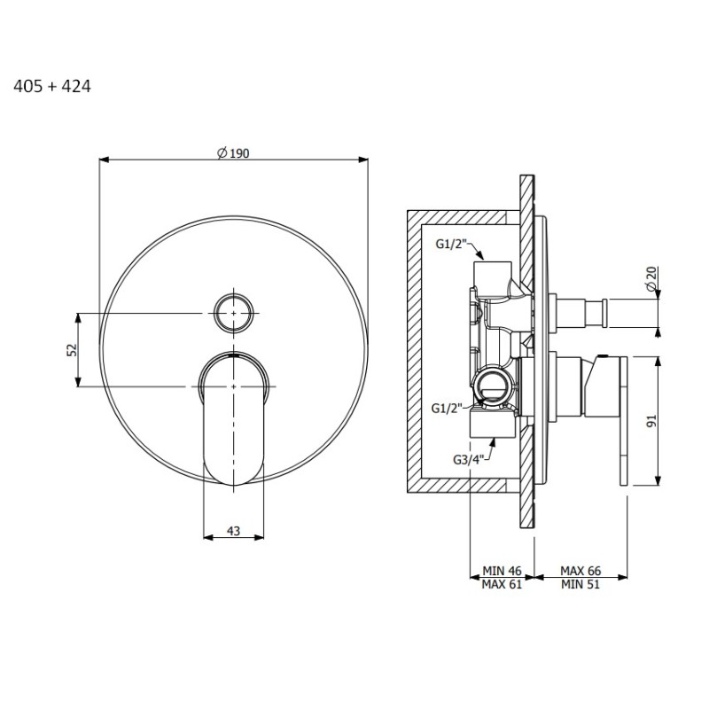 Μίκτης εντοιχισμού 2 εξόδων 500050D Slim Armando Vicario