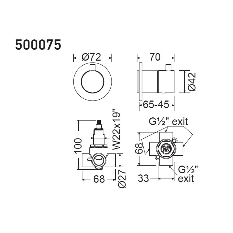 Μίκτης εντοιχισμού 2/3 εξόδων 500050+500075 Slim Armando Vicario