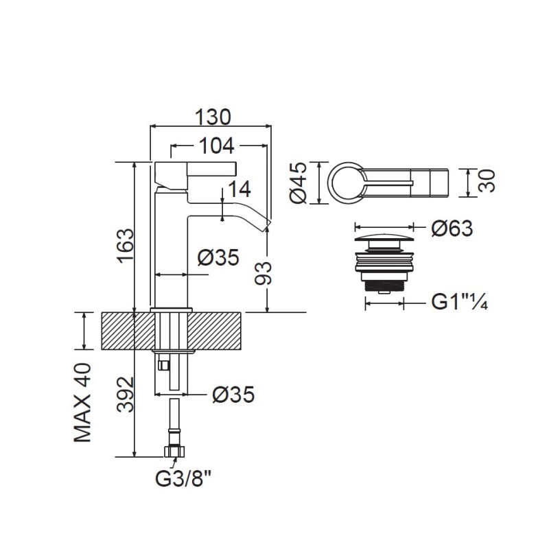 Μπαταρία νιπτήρος χαμηλή 518010 Mooi Armando Vicario