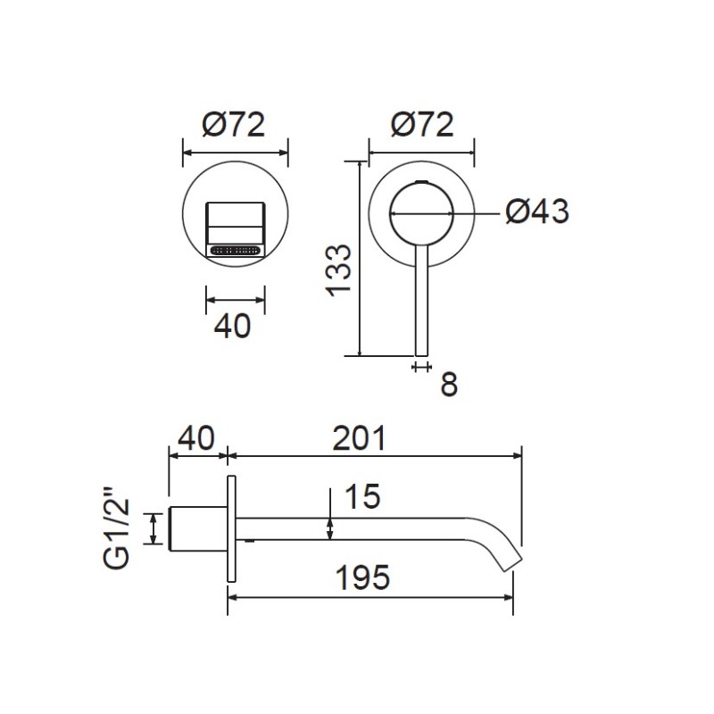 Μπαταρία νιπτήρος εντοιχισμού 2 οπών 518045 Mooi Armando Vicario