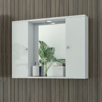 Καθρέπτης μπάνιου με 2 ερμάρια και 1 σποτάκι 5KDO075WH Drop 