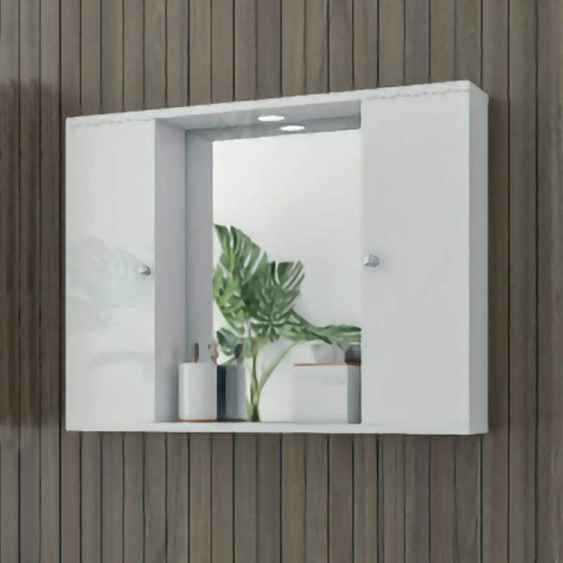 Καθρέπτης μπάνιου με 2 ερμάρια και 1 σποτάκι 5KDO075WH Drop 