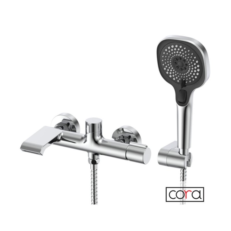 Μπαταρία λουτρού με τηλέφωνο, στήριγμα τηλεφώνου & σπιράλ 7200-100 Occo Cora