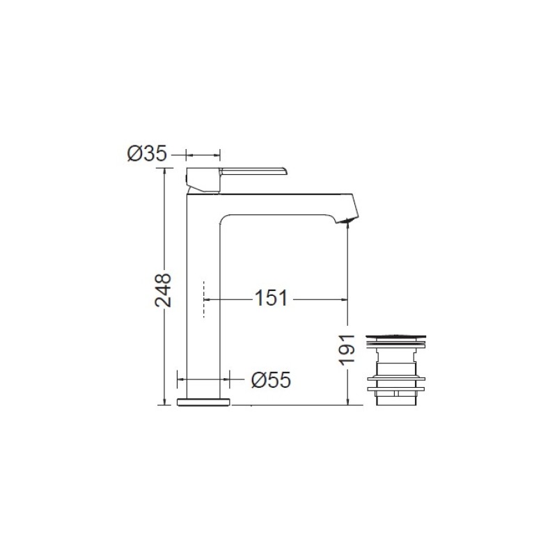 Μπαταρία νιπτήρος υψηλή 7213-100 Occo Cora
