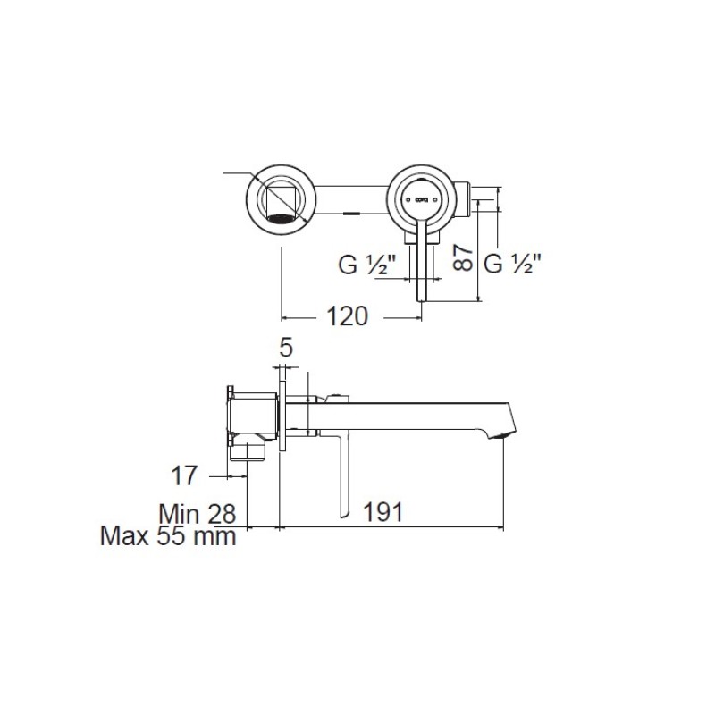 Μπαταρία νιπτήρος εντοιχισμού 2 οπών 7218-100 Occo Cora