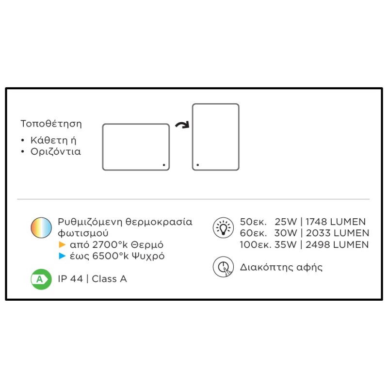 Καθρέπτης μπάνιου Led Cob Light Luminor