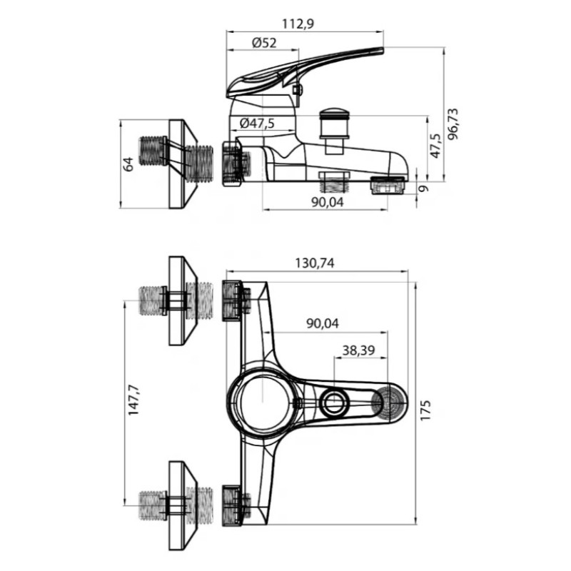 Μπαταρία λουτρού με τηλέφωνο, στήριγμα τηλεφώνου & σπιράλ 085419 Alice Sphera Interflex