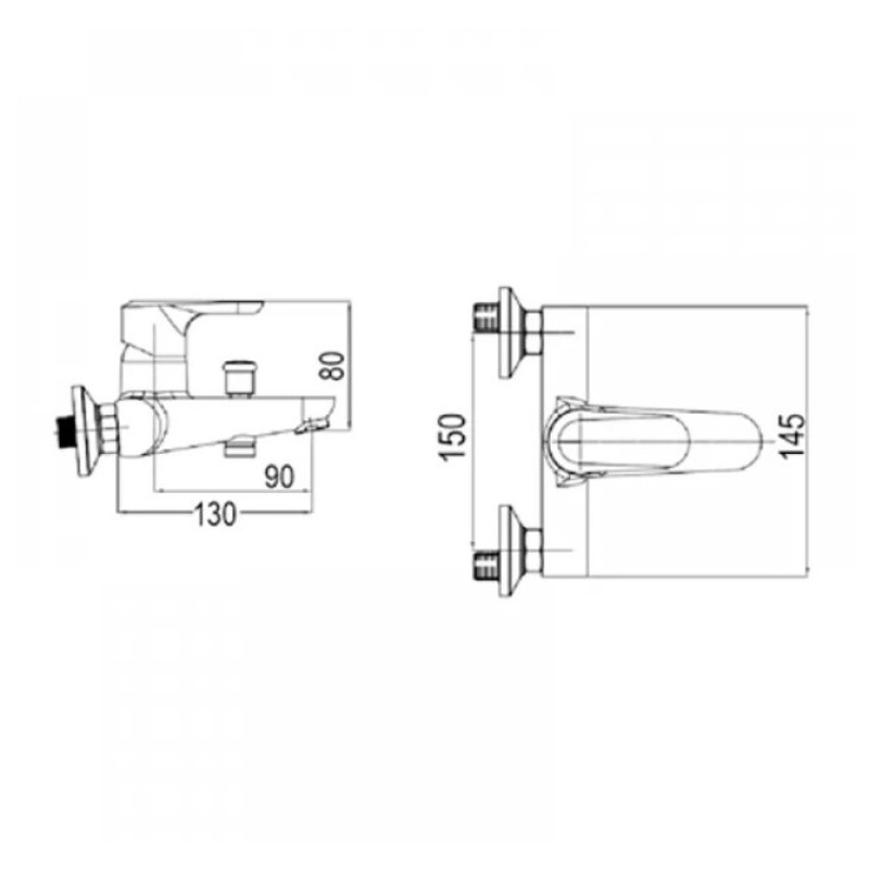 Μπαταρία λουτρού με τηλέφωνο, στήριγμα τηλεφώνου & σπιράλ 087023 Chiara Flat Sphera Interflex