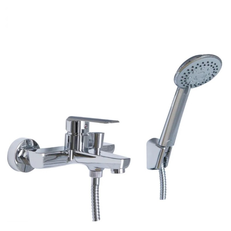 Μπαταρία λουτρού με τηλέφωνο, στήριγμα τηλεφώνου & σπιράλ 087023 Chiara Flat Sphera Interflex