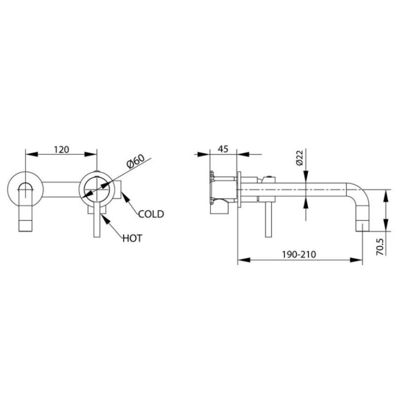 Μπαταρία νιπτήρος εντοιχισμού 2 οπών MM4 Sphera