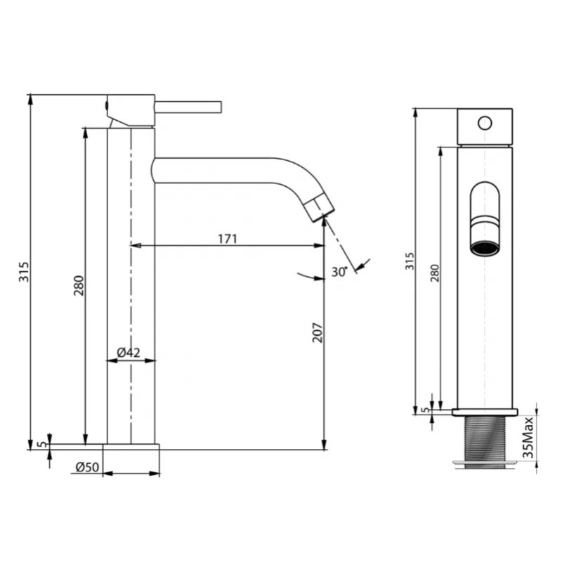 Μπαταρία νιπτήρος υψηλή MM4 Sphera