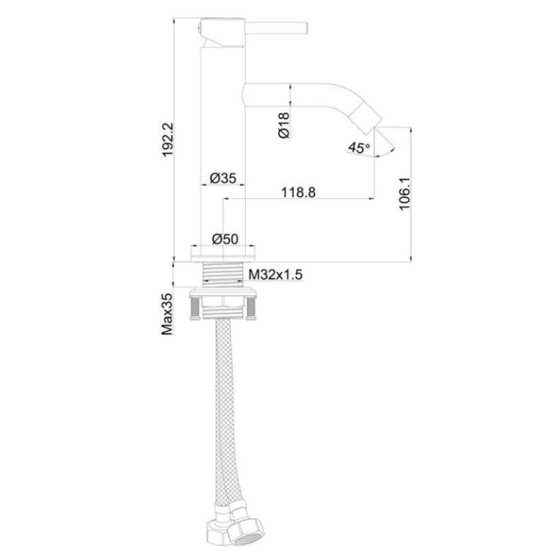 Μπαταρία νιπτήρος Slim (με μηχανισμό Ø25mm) 086920 Art Chic Interflex