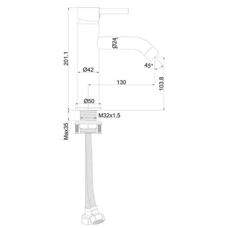 Μπαταρία νιπτήρος (με μηχανισμό Ø35mm) 086918 Art Chic Interflex