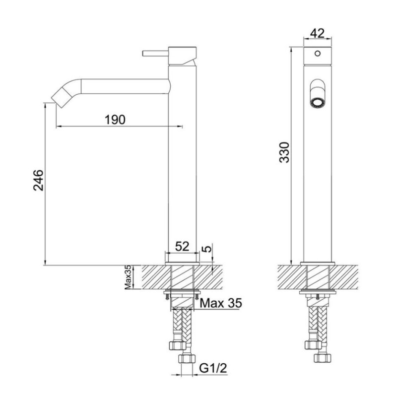 Μπαταρία νιπτήρος υψηλή 087797 Andromeda Interflex