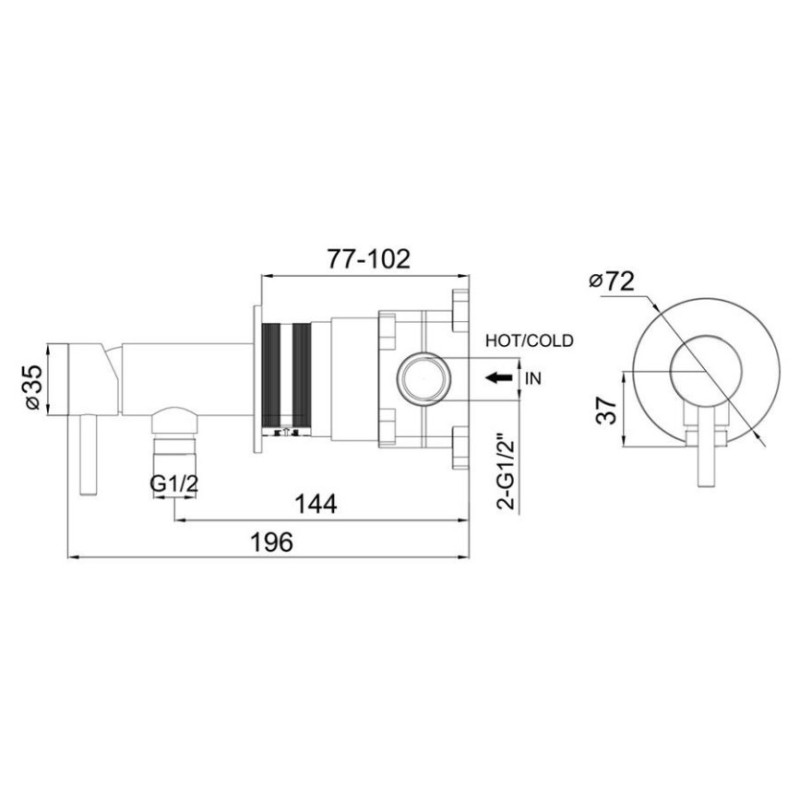 Μίκτης εντοιχισμού 1 εξόδου (εξωτερικής παροχής) 087800 Andromeda Interflex