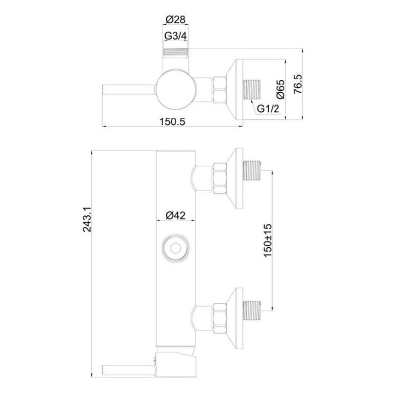 Μπαταρία ντουζιέρας (μόνο ο κορμός) 086602 Art Line Interflex Μπαταρία ντουζιέρας (μόνο ο κορμός) 086602 Art Line Interflex