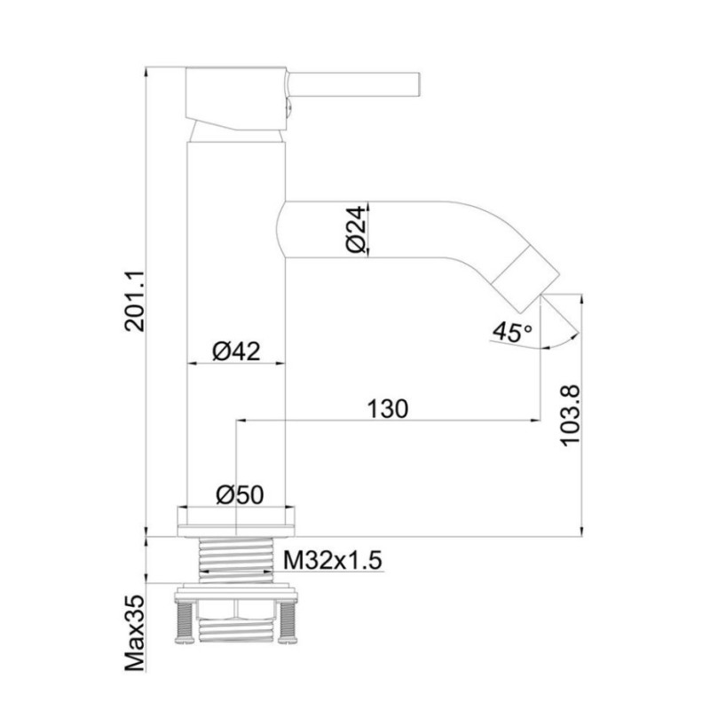 Μπαταρία νιπτήρος (με μηχανισμό Ø35mm) Art/Dot Interflex