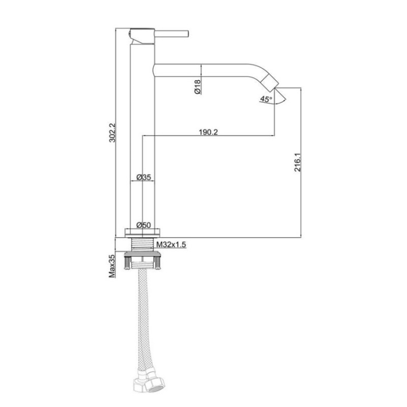 Μπαταρία νιπτήρος υψηλή 087828 Art/Dot Interflex