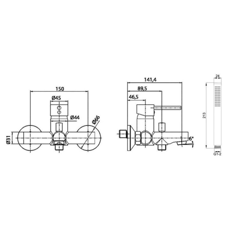 Μπαταρία ντουζιέρας με τηλέφωνο, στήριγμα τηλεφώνου & σπιράλ 087904 Art/Dot Interflex