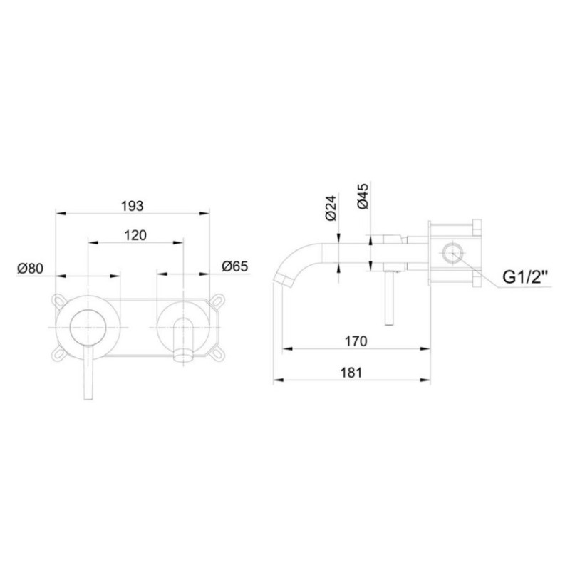 Μπαταρία νιπτήρος εντοιχισμού 2 οπών Art/Dot Interflex