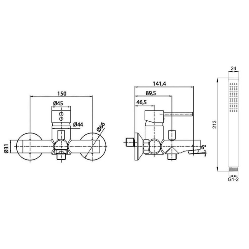 Μπαταρία ντουζιέρας με τηλέφωνο, στήριγμα τηλεφώνου & σπιράλ 082489 Art Interflex