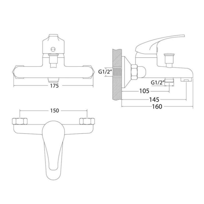 Μπαταρία λουτρού με τηλέφωνο, στήριγμα τηλεφώνου & σπιράλ 086838 Drop Interflex