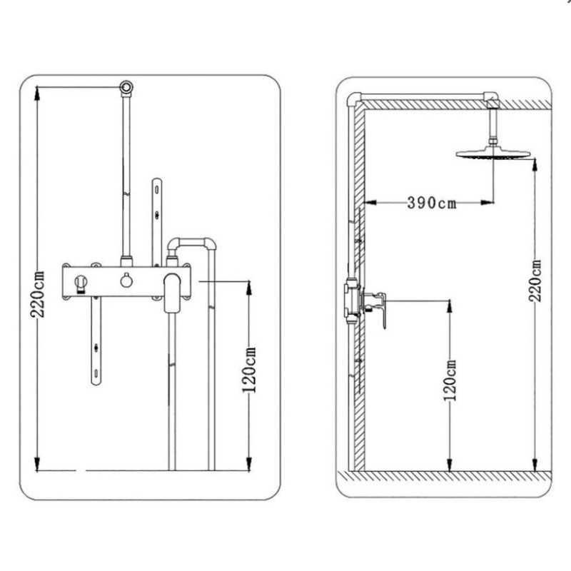 Πλήρες σετ εντοιχισμού ντουζιέρας 2 εξόδων 086988 Fine Plus Interflex