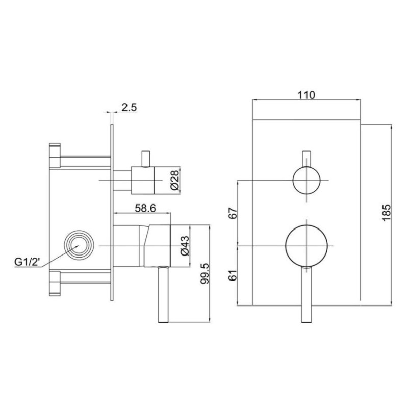 Μίκτης εντοιχισμού 2 εξόδων 086986 Fine Interflex
