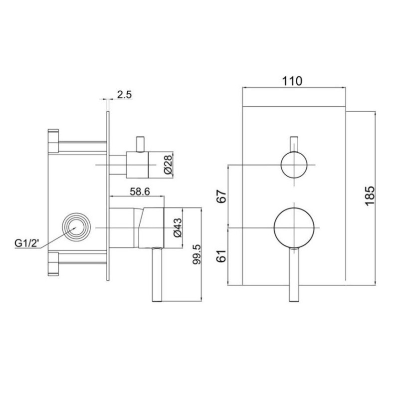 Μίκτης εντοιχισμού 3 εξόδων 087824 Fine Interflex