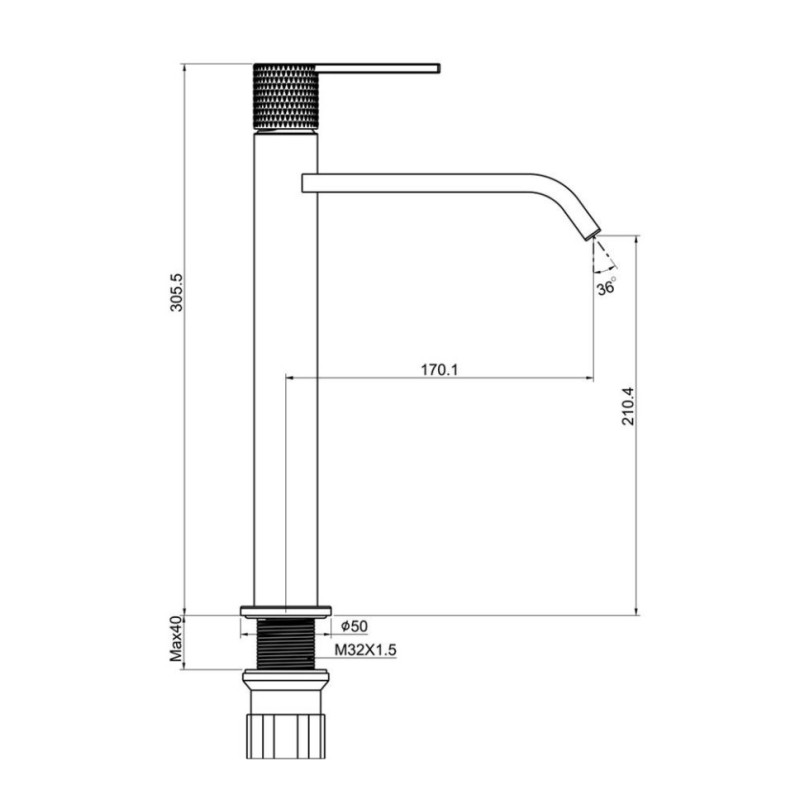 Μπαταρία νιπτήρος υψηλή Hermes Interflex