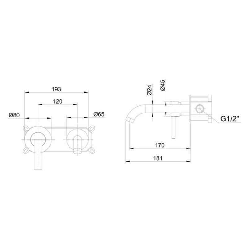 Μπαταρία νιπτήρος εντοιχισμού 2 οπών Hermes Interflex