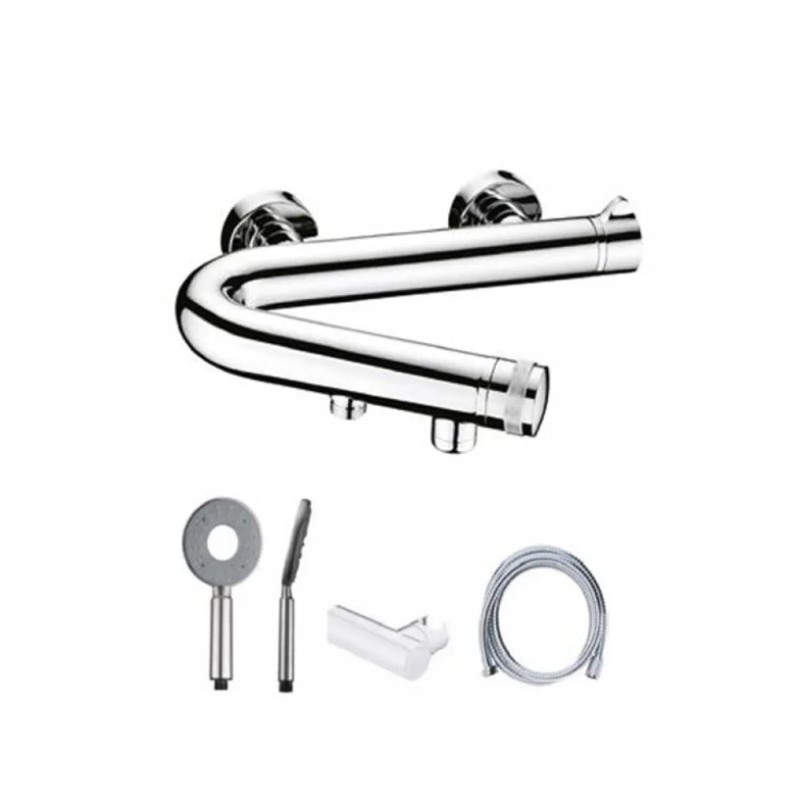 Μπαταρία λουτρού με τηλέφωνο, στήριγμα τηλεφώνου & σπιράλ 084178 Minimal Interflex