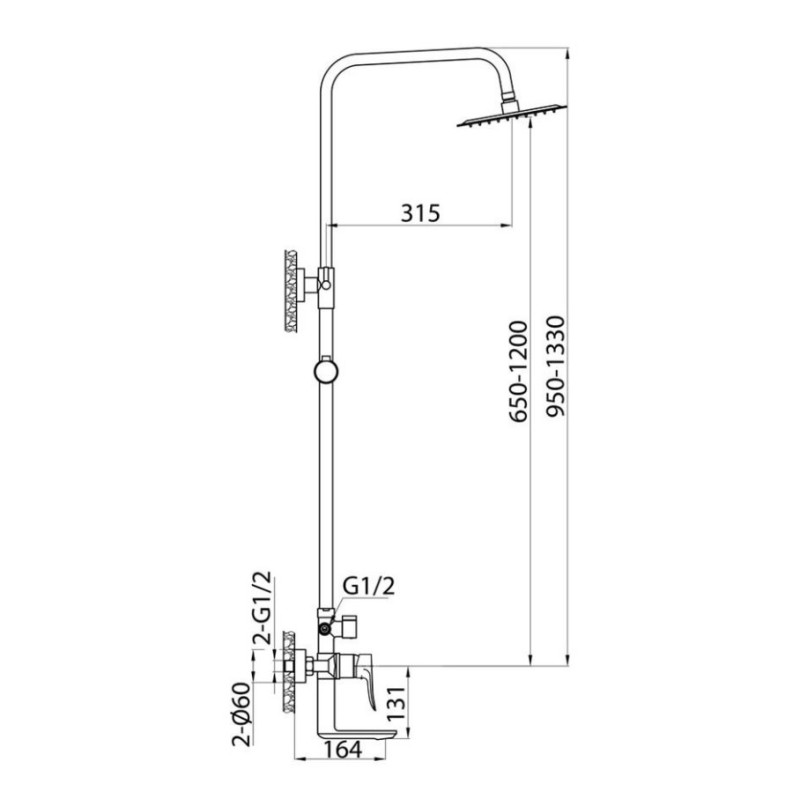 Μπαταρία ντουζιέρας με κολώνα ρυθμιζόμενου ύψους 087194 Next Interflex Μπαταρία ντουζιέρας με κολώνα ρυθμιζόμενου ύψους 087194 Next Interflex