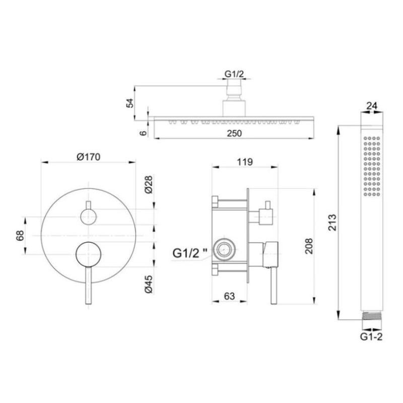 Πλήρες σετ εντοιχισμού ντουζιέρας 2 εξόδων 087794 Pure/Dot Interflex Πλήρες σετ εντοιχισμού ντουζιέρας 2 εξόδων 087794 Pure/Dot Interflex