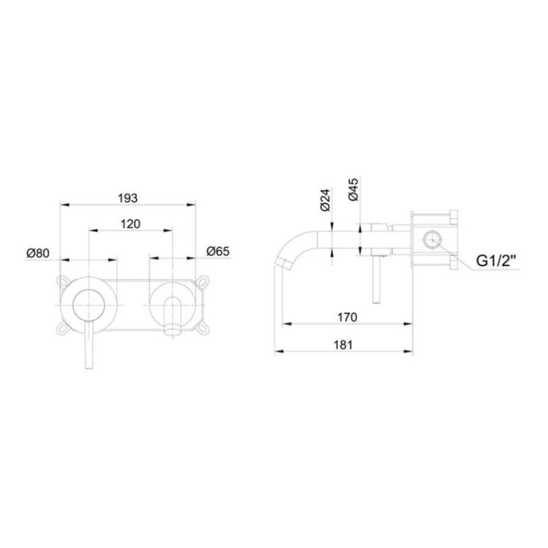 Μπαταρία νιπτήρος εντοιχισμού 2 οπών 087934 Pure/Dot Interflex