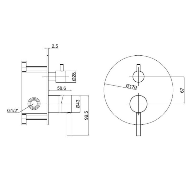 Μίκτης εντοιχισμού 3 εξόδων 087512 Pure Interflex