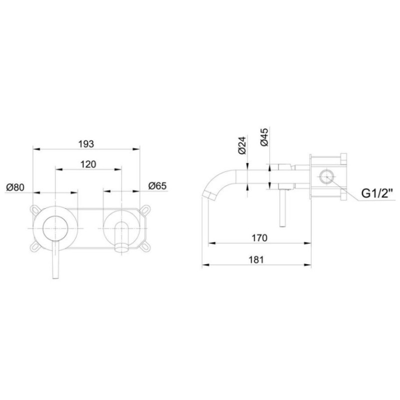 Μπαταρία νιπτήρος εντοιχισμού 2 οπών 087513 Pure Interflex