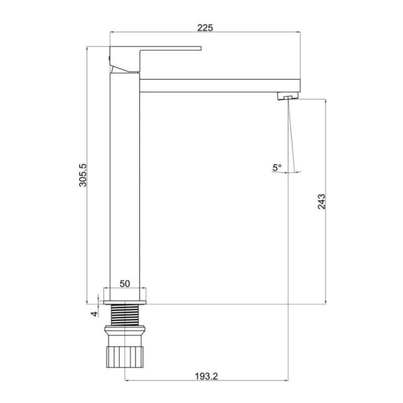 Μπαταρία νιπτήρος υψηλή 087492 Quattro Interflex